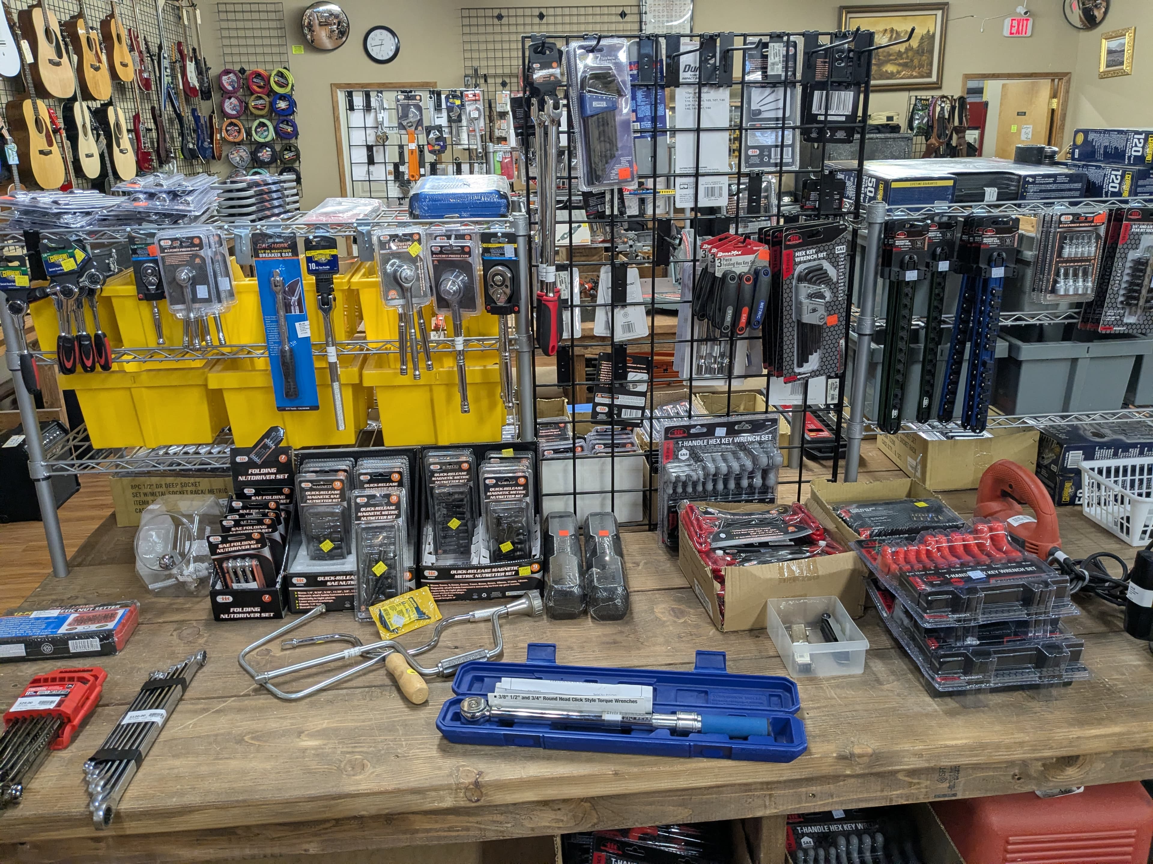 Hand tool sets including socket sets, hex key wrenches, nut driver sets, and torque wrenches