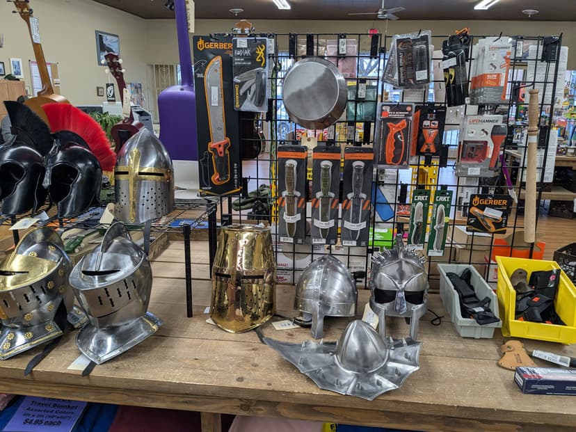 Musical instruments and accessories on display inside the store
